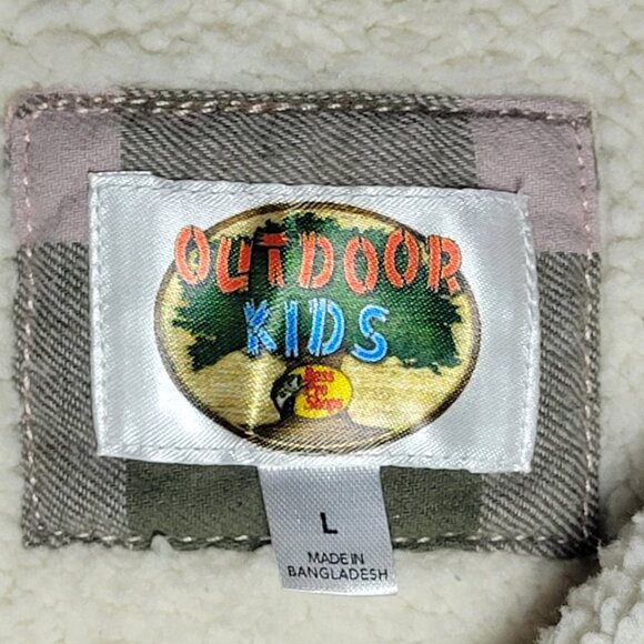 Bass Pro Shops Outdoor Kids Youth Pink and Green Plaid Snap Jacket Size Large - Picture 3 of 16